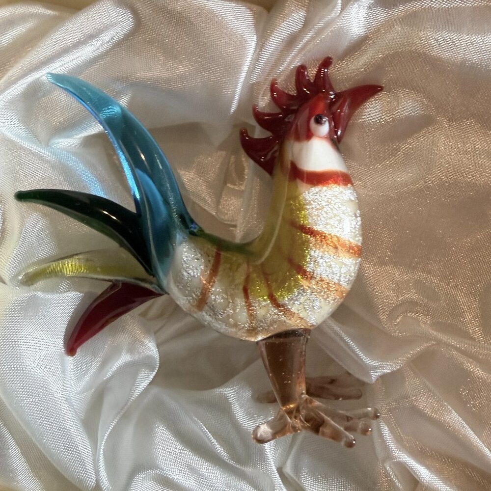 Vintage Venetian Murano Glass Art Rooster